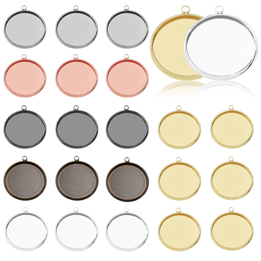 Pendant Blank Bezel - 10pcs Iron Cabochon Base 8/10/12/14/16/18/20/25mm Round