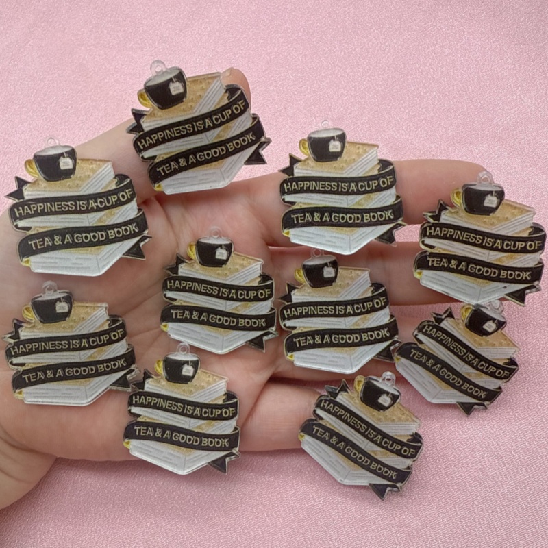 Jewelry Making Guide Book - 10pcs acrylic book coffee quote pendant.
