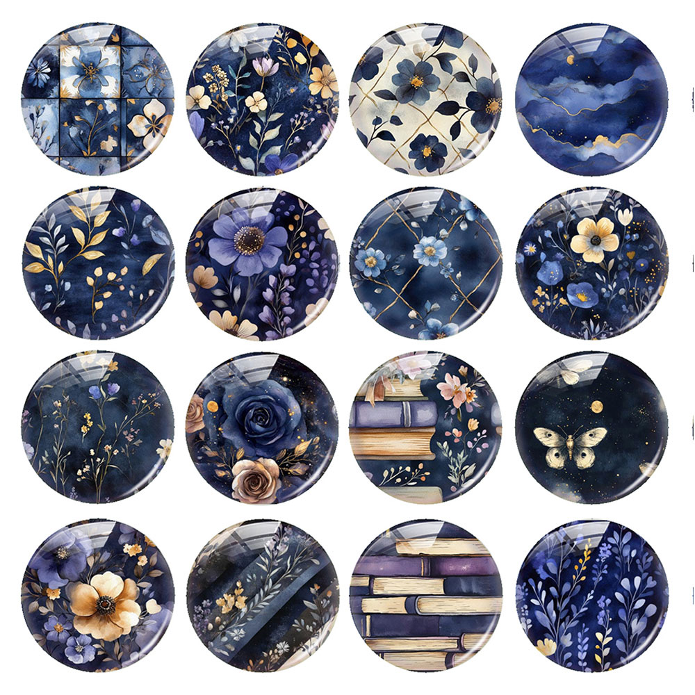 Jewelry Making Guide Book - Random Mixed Round/Oval/Square Navy Gilded Night
