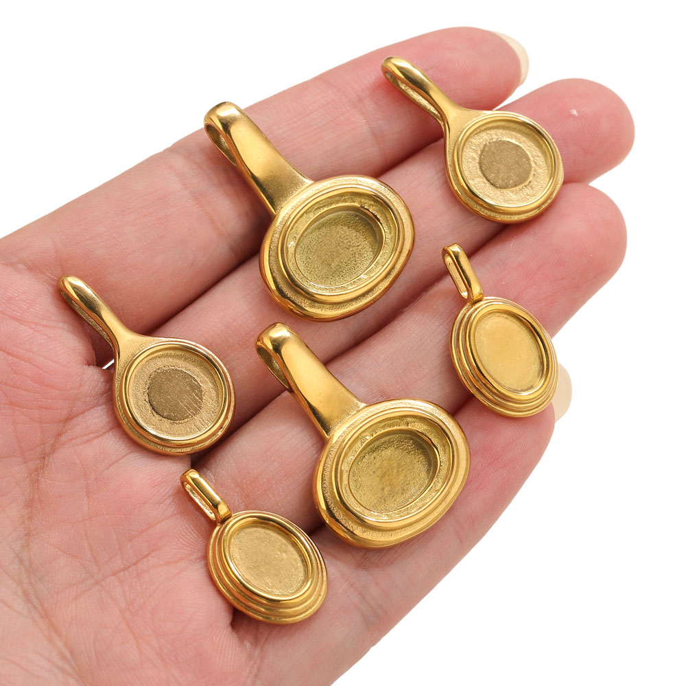 5pcs Stainless Steel Round Ova - Pendant Blank Bezel recension och pris