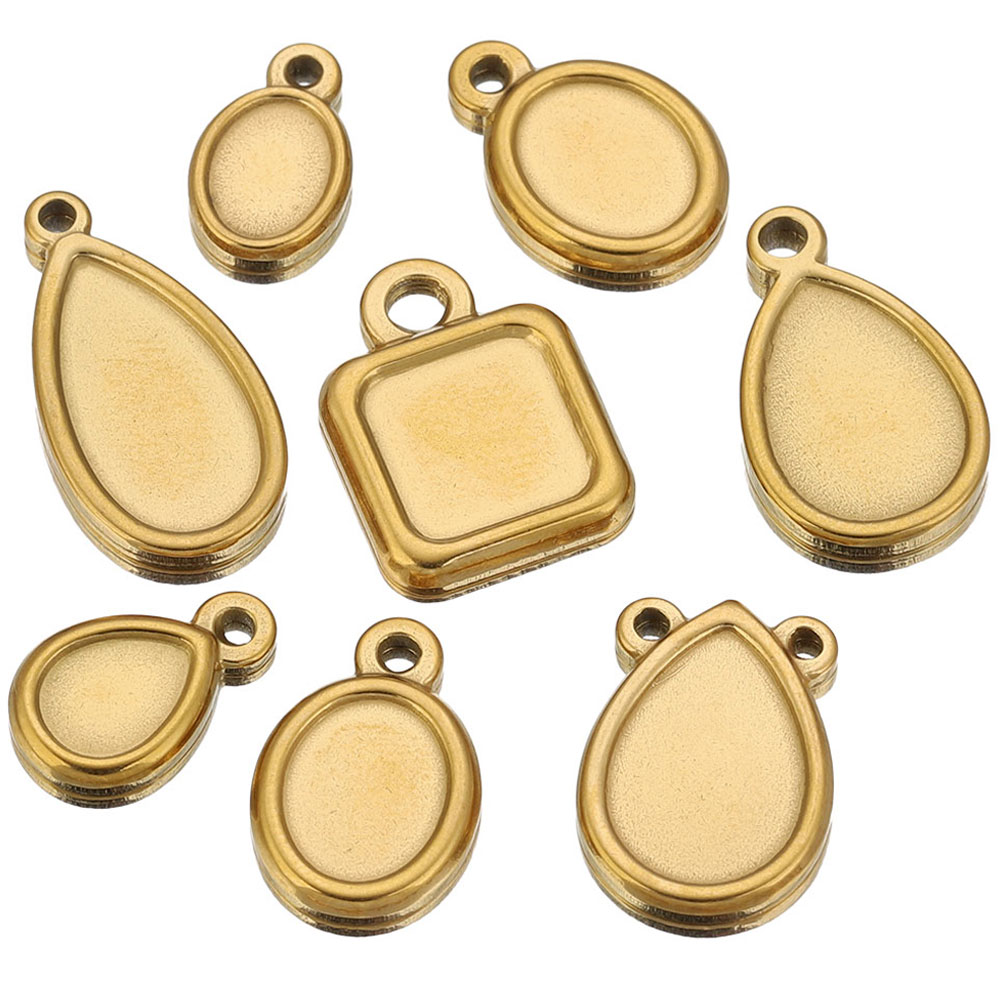 5pcs Stainless Steel Square Dr - Pendant Blank Bezel recension och pris