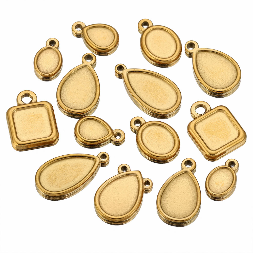 5pcs Stainless Steel Square Dr - Pendant Blank Bezel recension och pris