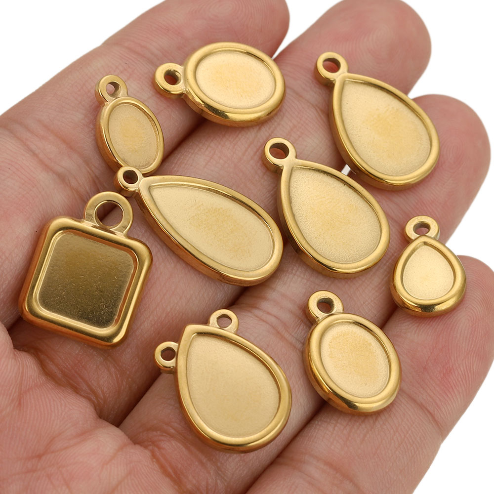 5pcs Stainless Steel Square Dr - Pendant Blank Bezel recension och pris