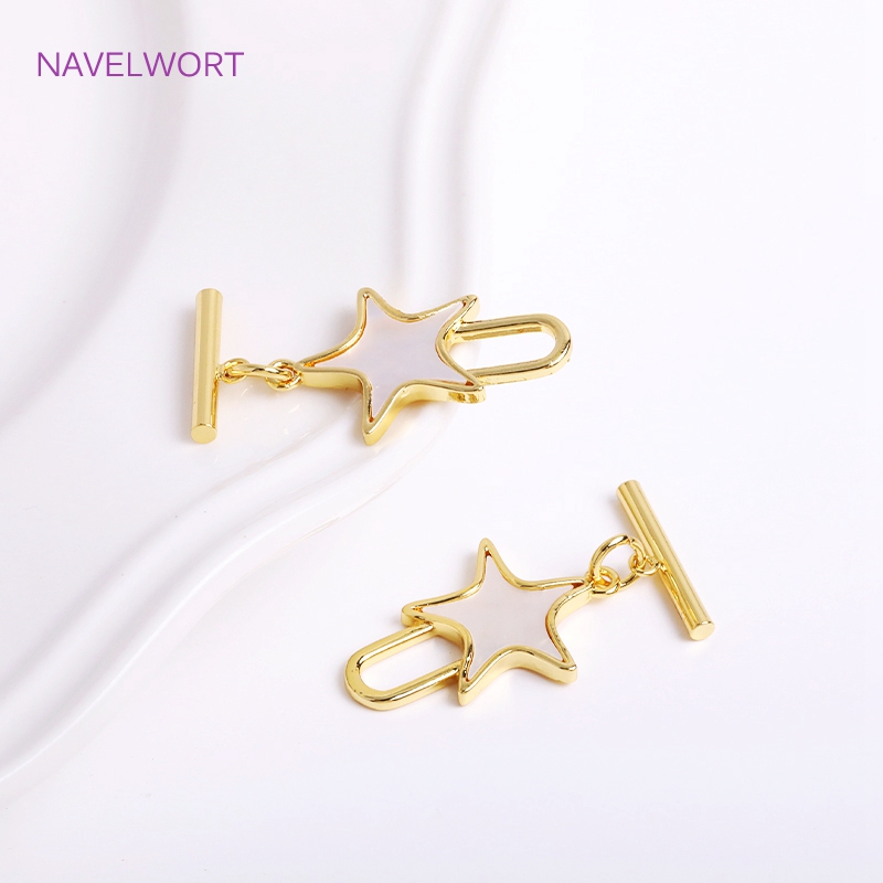 Trendy Natural Shell Pentagram - Toggle Clasp Gold recension och pris