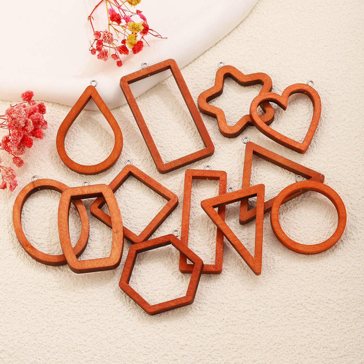 10PCS Triangle Rectangle Wood  - Pendant Blank Bezel recension och pris