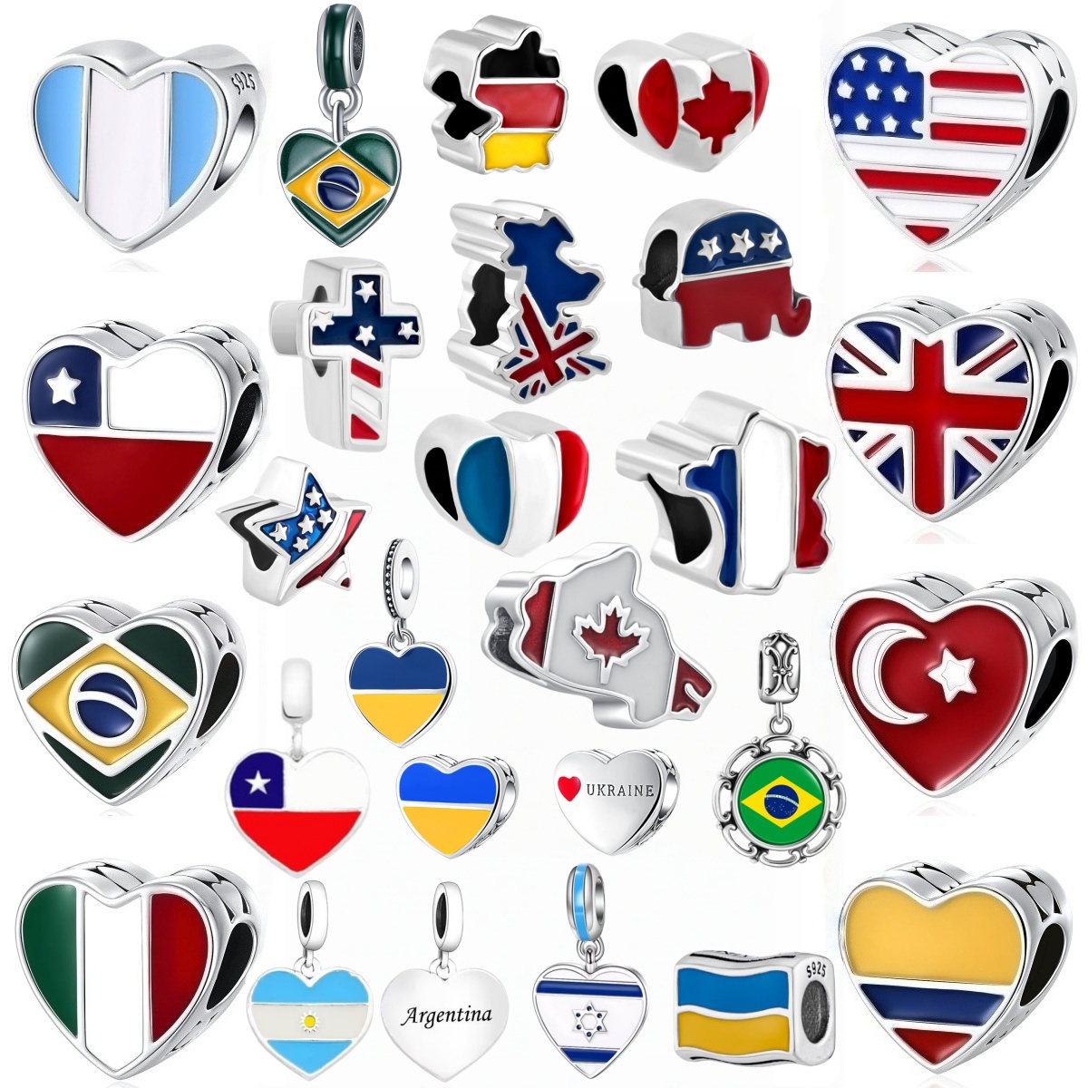 New S925 Silver National Flag  - Jewelry Making Uk recension och pris